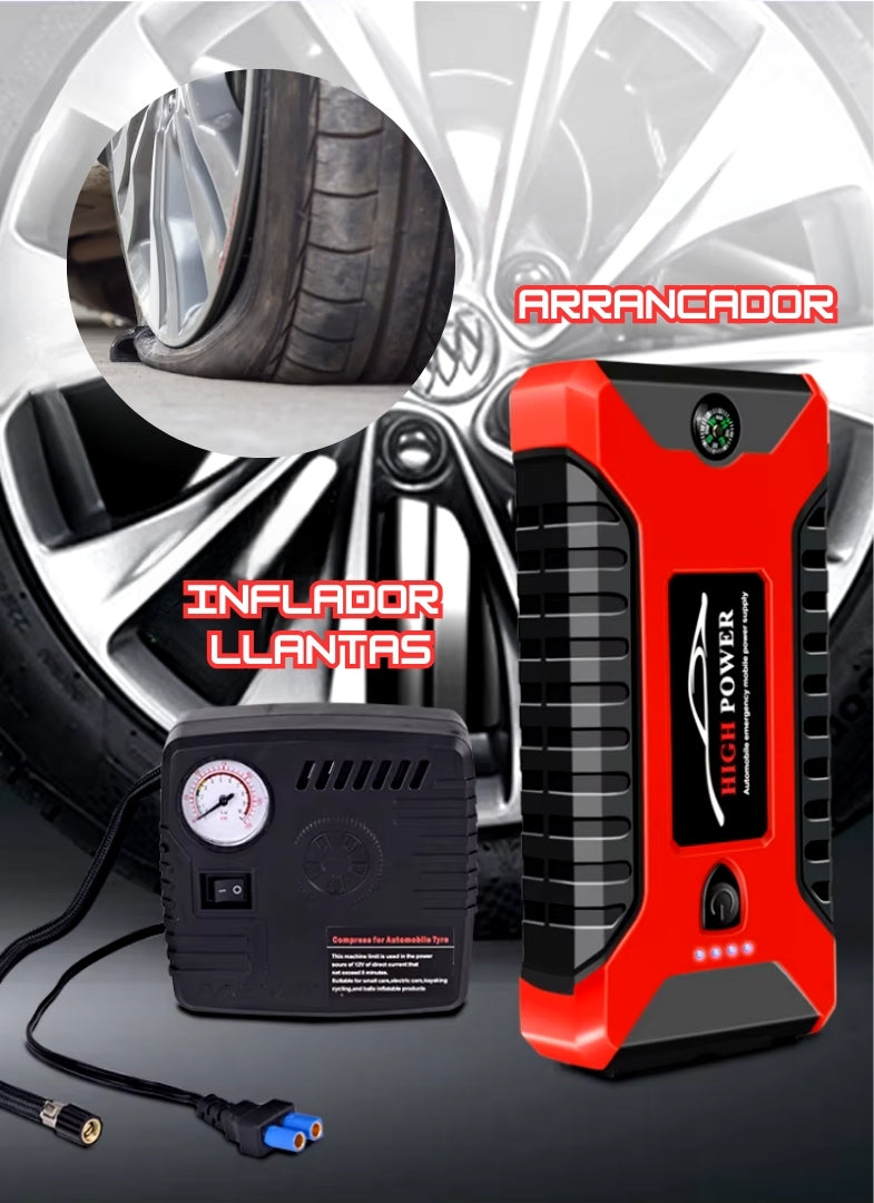 Arrancador Multifuncional para Autos con Inflador de Llantas
