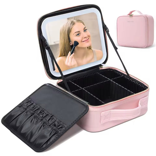 Neceser Porta Maquillaje Premium con Espejo LED